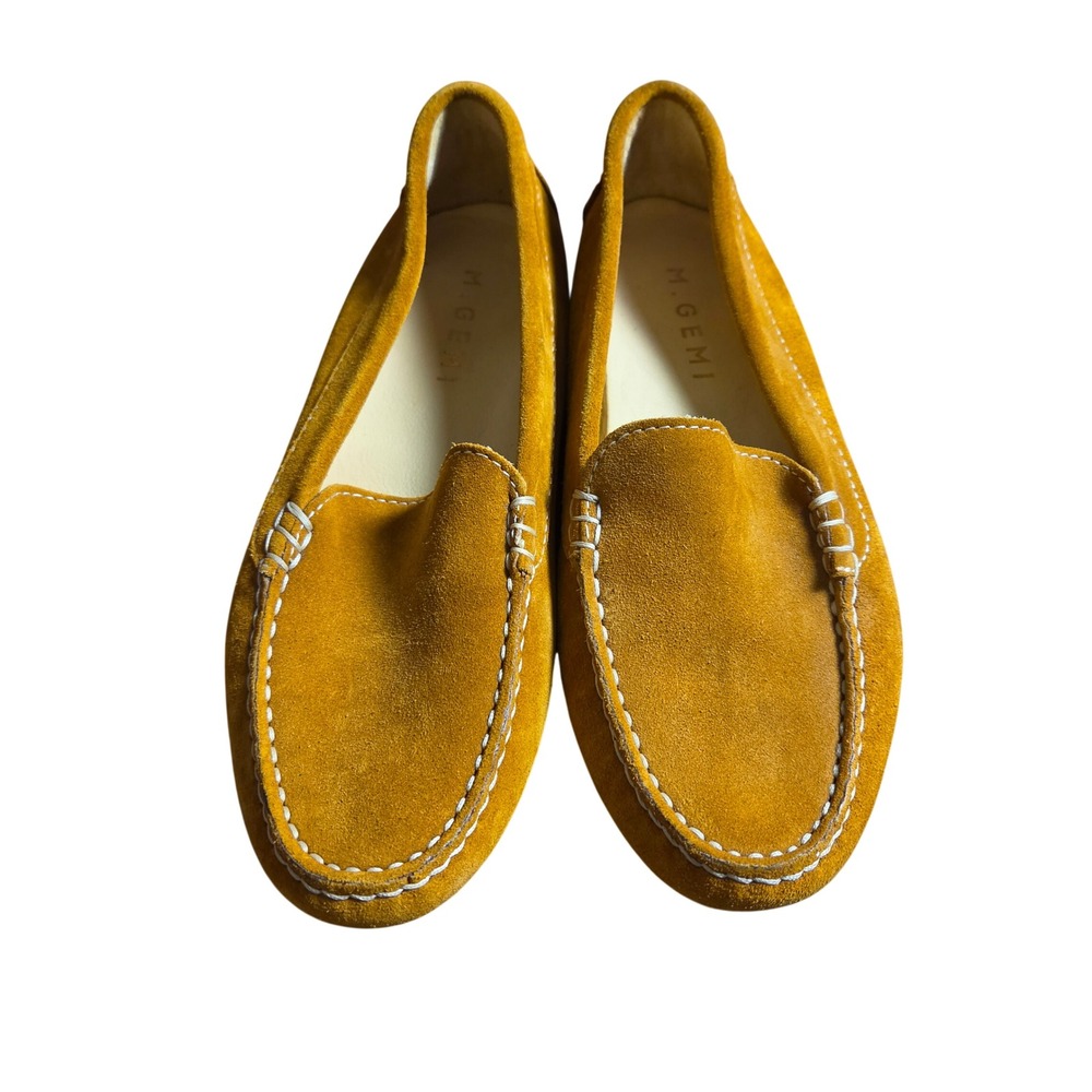 M.Gemi Felize Suede Driving Loafers Moccasin Womens 7 Mustard Italy Quiet Luxury